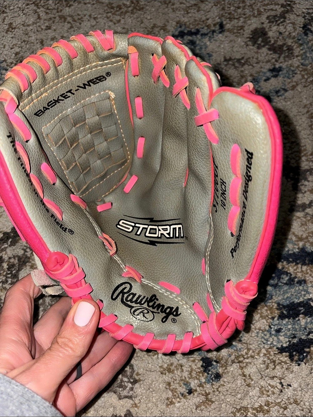 Rawlings Storm Youth Softball Glove 10" ST100GP 10 Inch Baseball Glove Gray &